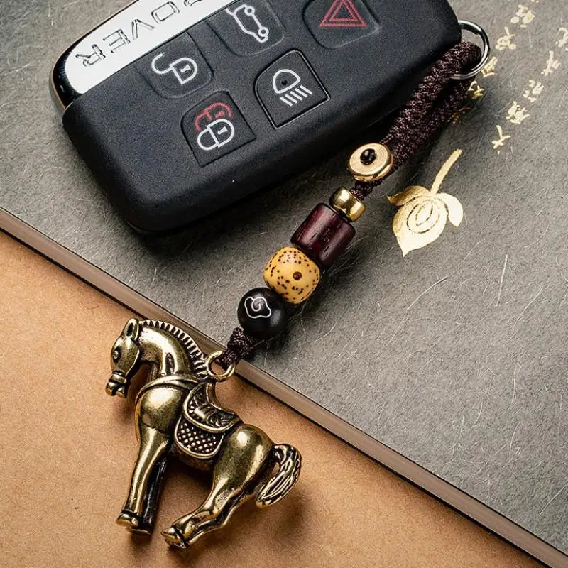 2026 Chinese Zodiac Horse Copper Feng Shui Lucky Pendant Keychain