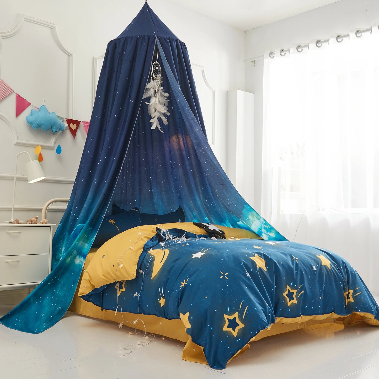 Battilo Bed Canopy Bed Curtain Mosquito Net Child Tent Round Dome Hanging Indoor Castle Play Tent For Kids Children's Room Decor Peaceful Pleasures Health and Wellness