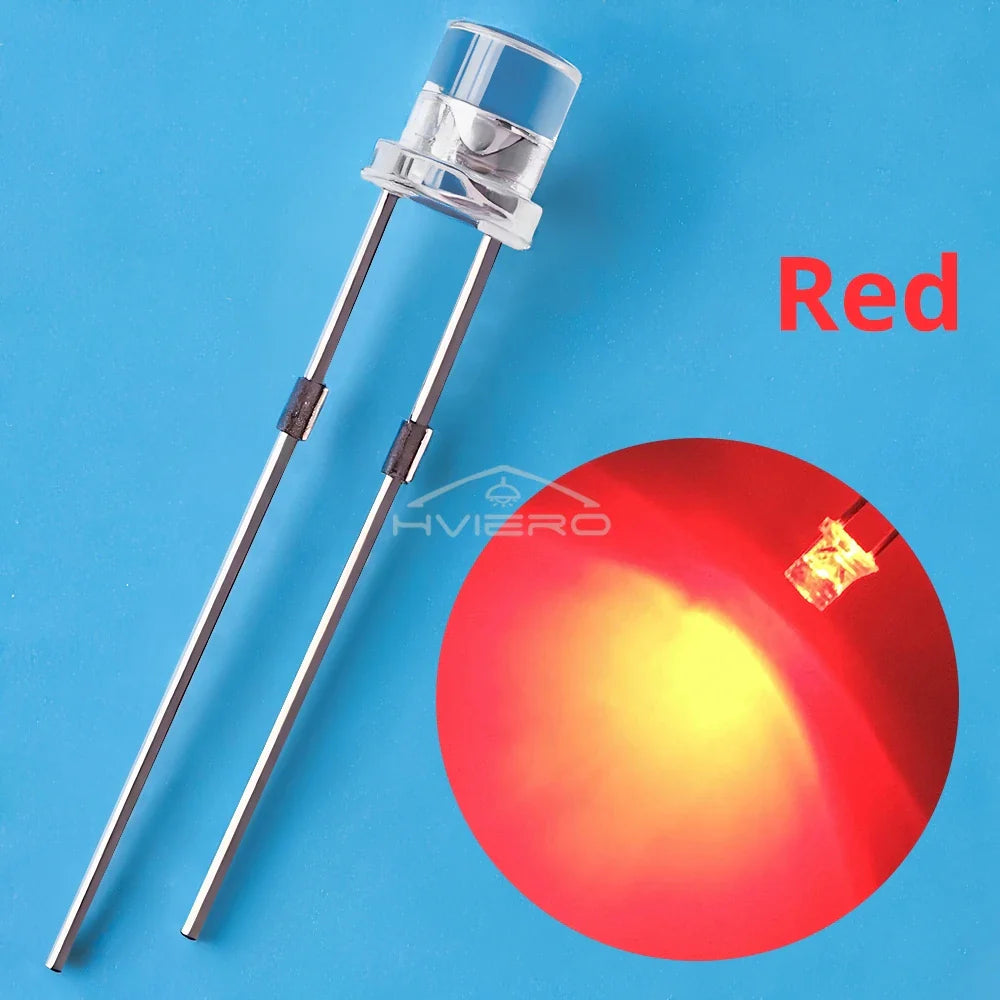 3mm Flat Top LED Diodes 100/200Pcs | Ultra Bright Wide Angle
