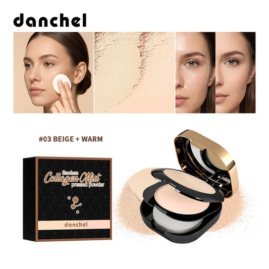 Collagen Pressed Powder Brightening & Contour 2 IN 1 Strong Oil Control Fine Silky Blendable Texture Nourishing Collagen Powder Peaceful Pleasures Health and Wellness
