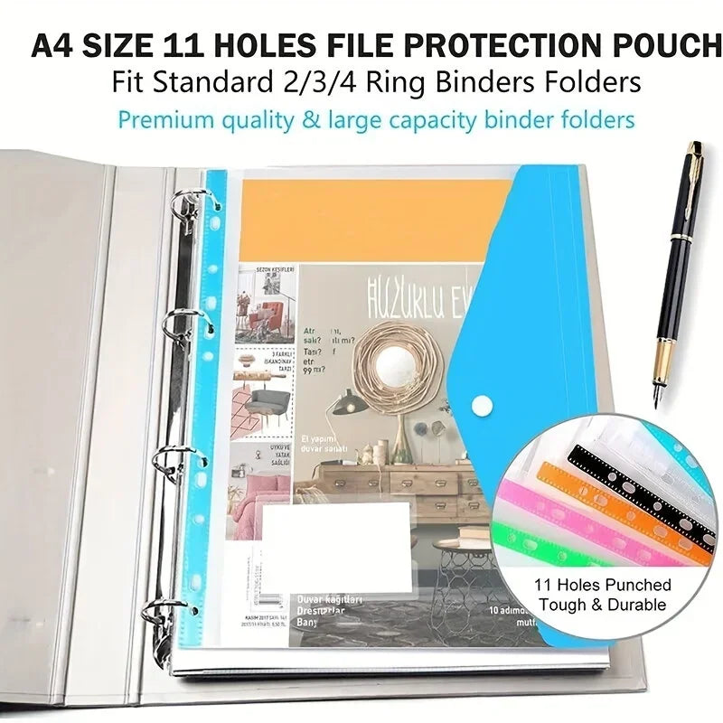 A4 Plastic Envelopes 6-Pack | Snap Ring Binder Storage Bags Binder Envelope Bag Peaceful Pleasures Health and Wellness