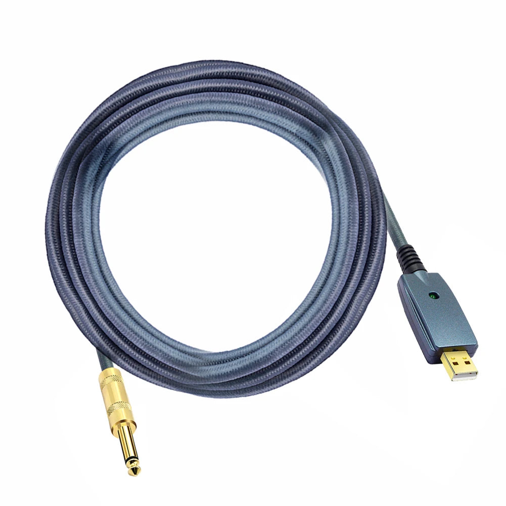 USB Guitar Cable 6.35mm to USB Adapter – 3M No-Driver Cord