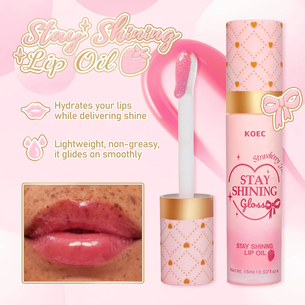 Strawberry/Peach Lip Set, Peach Lip Oil + Lip Lotion, moisturizing and anti-cracking, moisturizing lips and providing gloss Peaceful Pleasures Health and Wellness