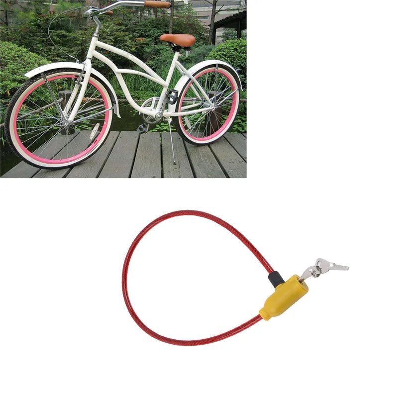 Bicycle Safety Lock Metal Universal Anti-Theft Lock Motorcycle Wire Lock Safety Cable with 2 Keys Bicycle Outdoor Supplies Peaceful Pleasures Health and Wellness
