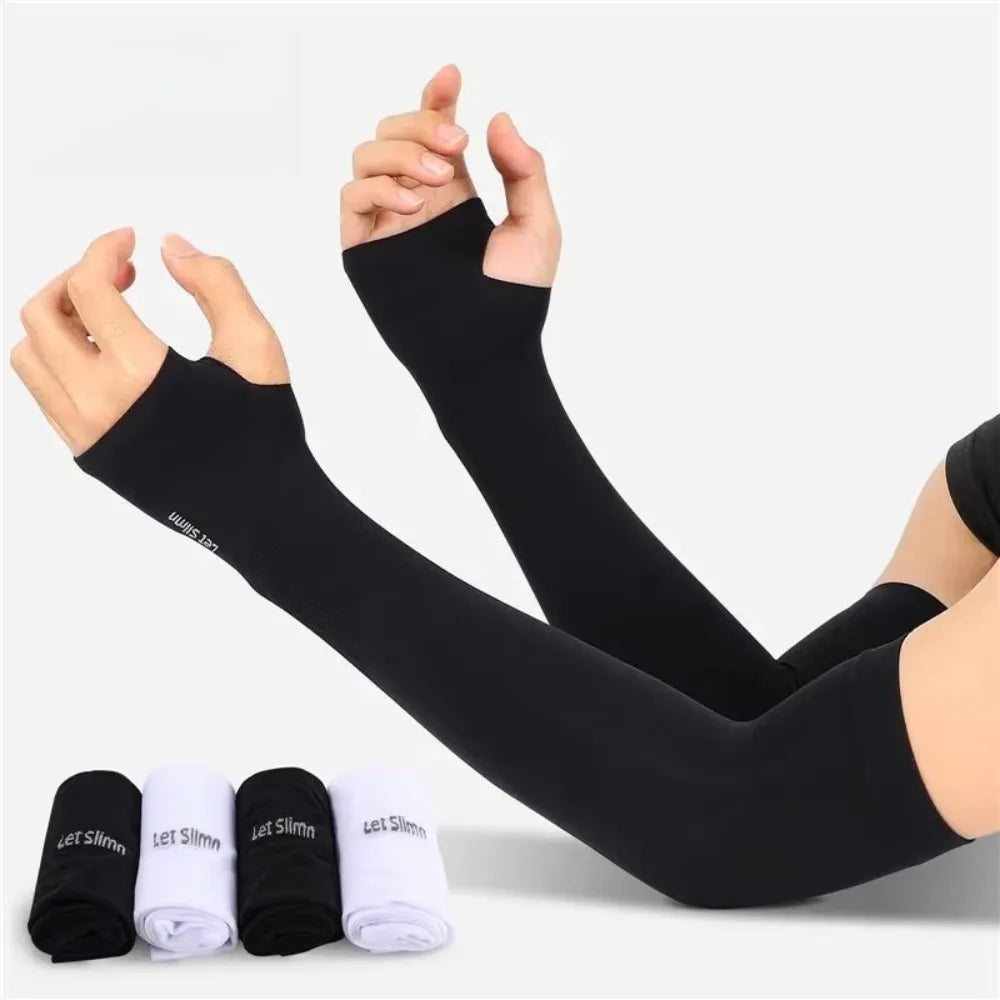 1 Pair Cycling Arm Sleeves Sun UV Protection Long Fingerless Gloves Running Fishing Ridding Golf Game Outdoor Sport Hand Warmers Peaceful Pleasures Health and Wellness