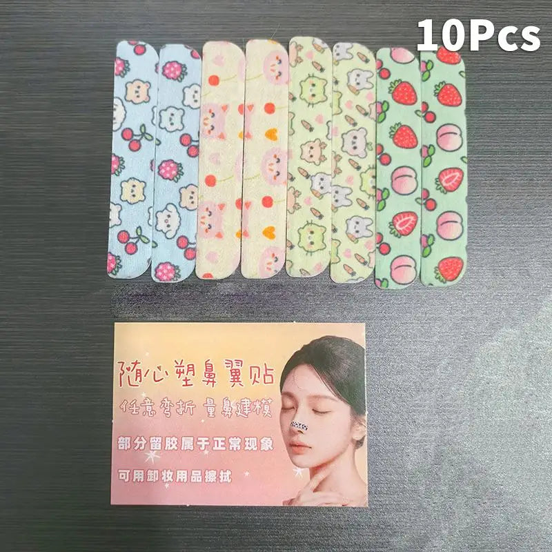 Cartoon Pattern Random Color Self-shaping Nose Splint Nose Adhesive Tape Nose Shape Corrector Provide External Support Fixation Peaceful Pleasures Health and Wellness bag 10Pcs