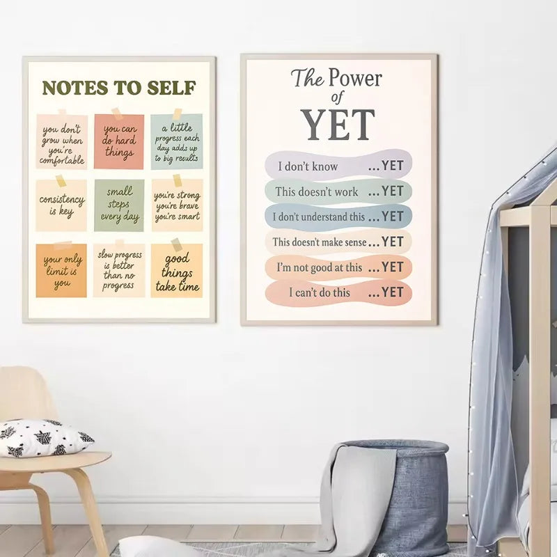Notes To Self Growth Mindset Motivational Quotes Mental Health Psychological Poster Canvas Painting Wall Pictures Home Decor Peaceful Pleasures Health and Wellness
