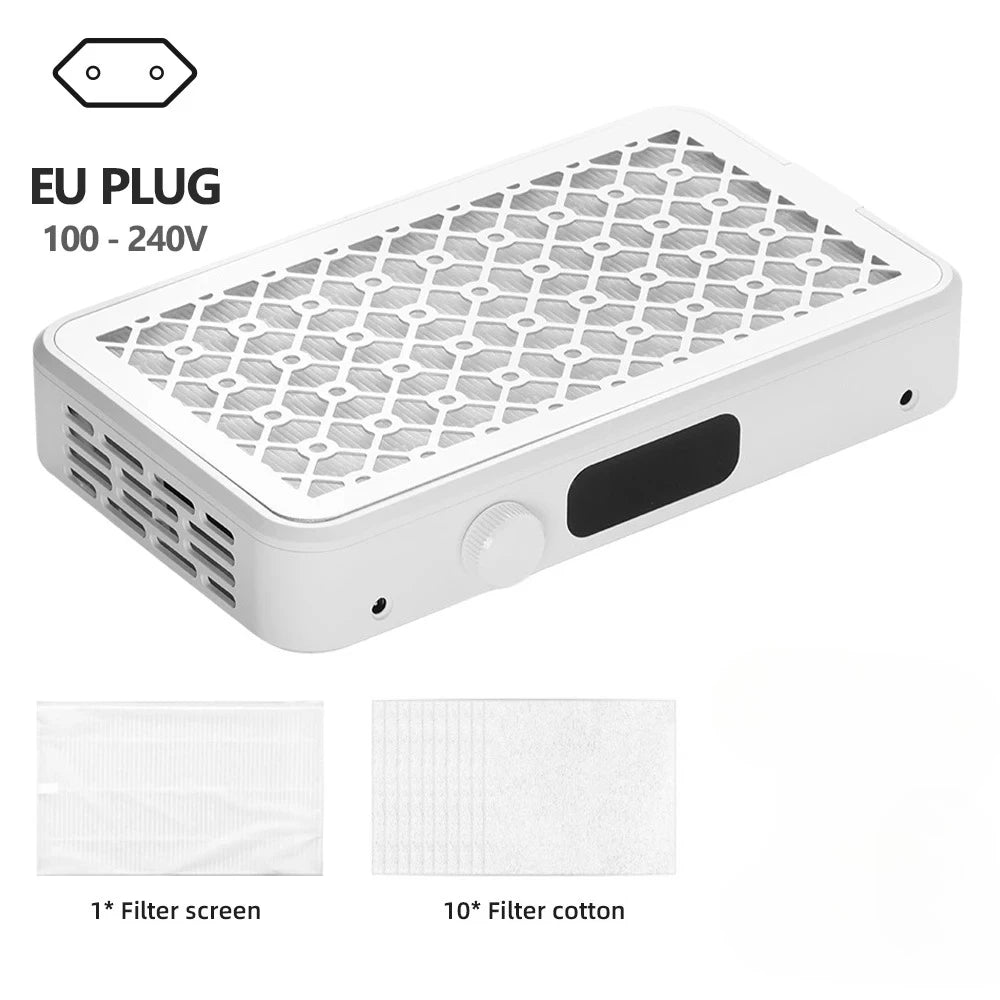 2500/2800/3000/3300/3500rpm Speed Adjustable Brushless Nail Dust Extractor Powerful Twin Turbo Vacuum Nail Dust Collector Peaceful Pleasures Health and Wellness EU PLUG (220-240V)