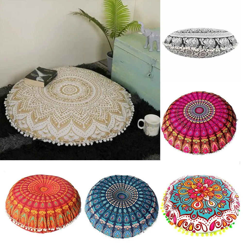 Round Pattern Pillowcase Bohemian Cushion Cover Floor Printed Pillows