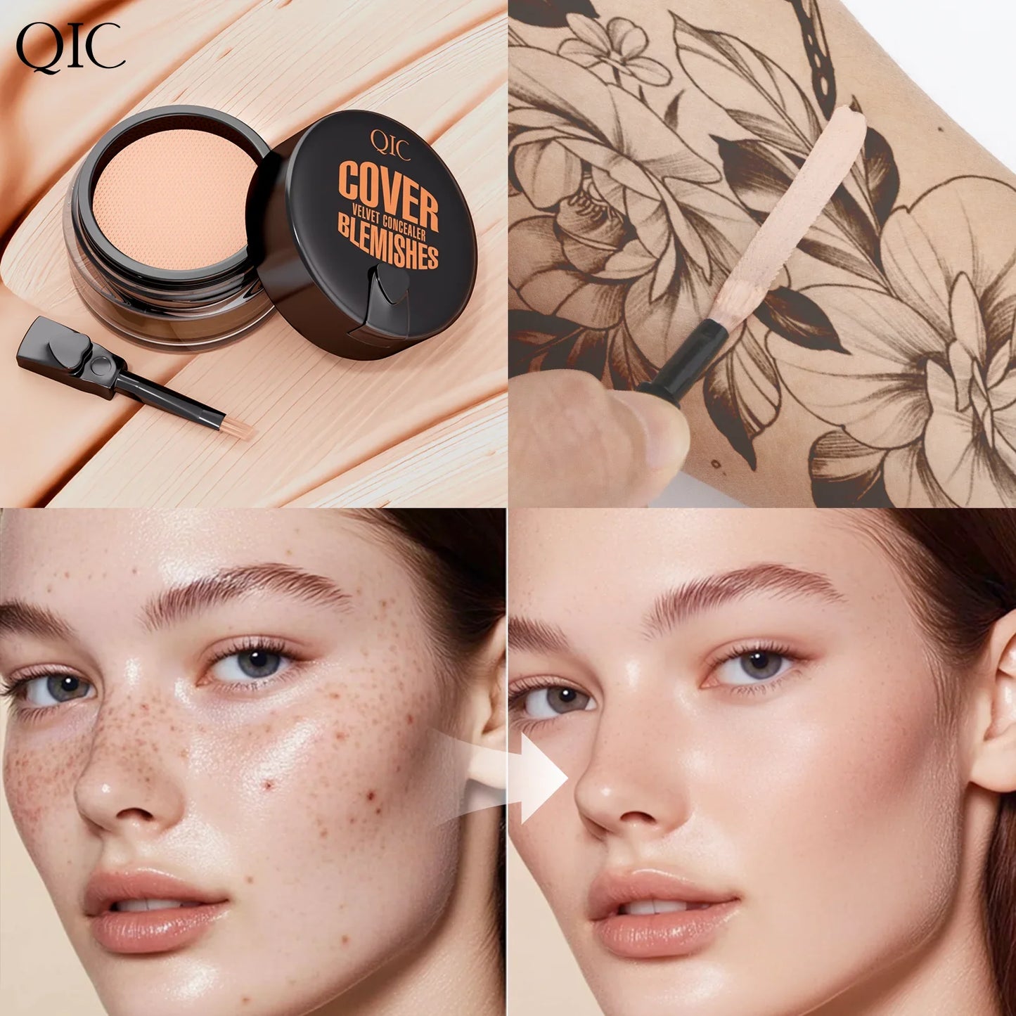 QIC Full Coverage Waterproof Concealer Cream – All Skin Types