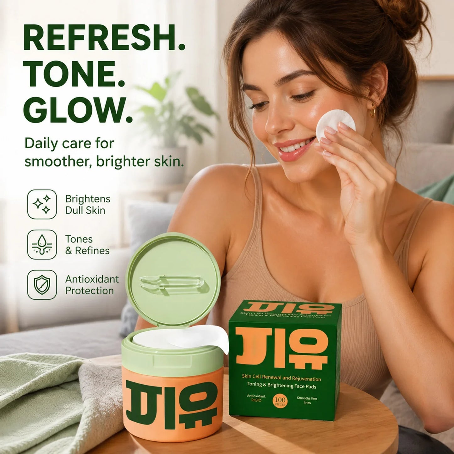 100-Piece Centella Face Pads – Brightening & Hydrating Serum