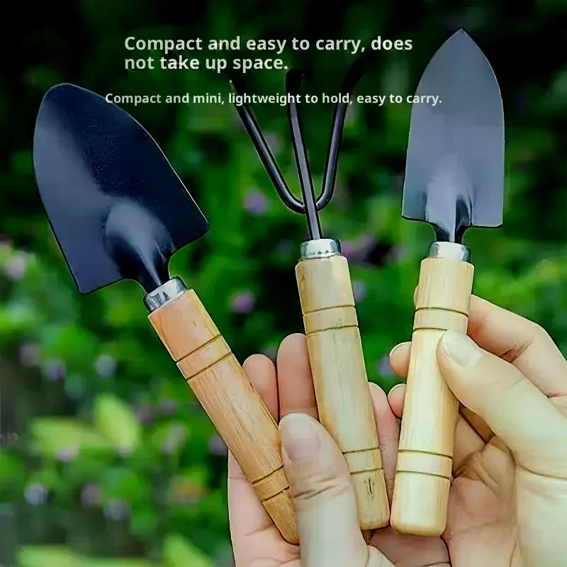 3-Piece Mini Garden Tool Set – Trowel, Shovel & Rake