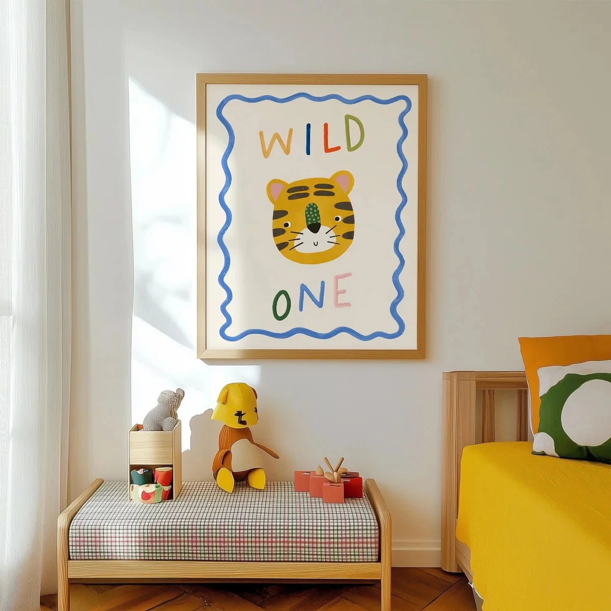 Cartoon Tiger Canvas Wall Art Print | Kids Room & Living Room Decor