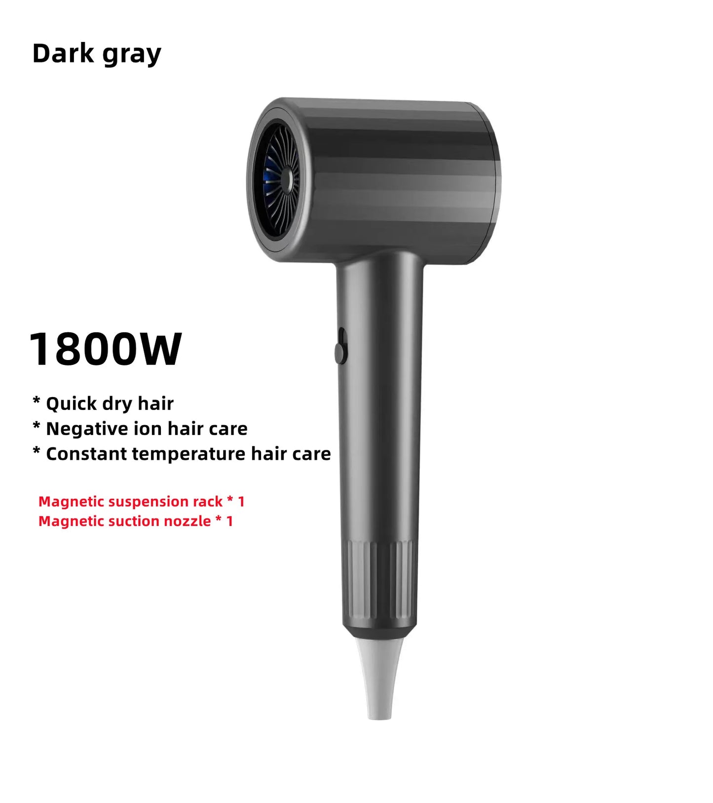 2300W Hair Salon Hair Dryer High Power Strong Wind Speed Dry Blue Light Ion Silent Home Hairdresser Special New Product Peaceful Pleasures Health and Wellness Dark Grey-220V AU