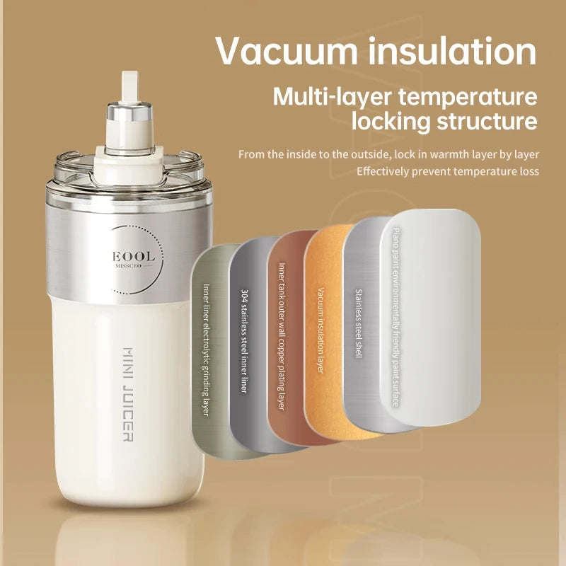 HOMEFISH Portable USB Juicer 350ml Stainless Steel Blender