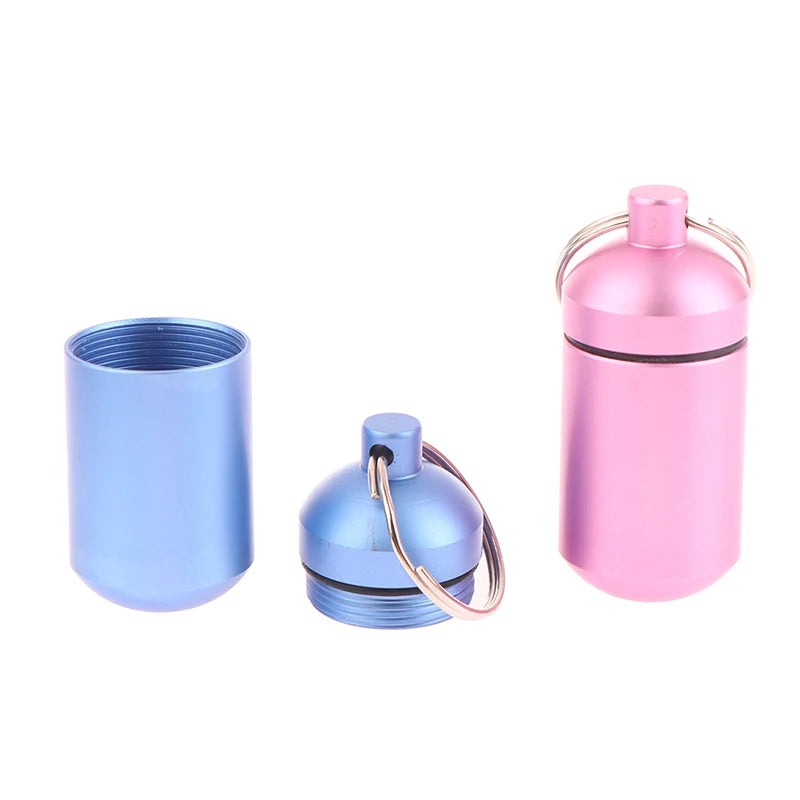 5 Colors Mini Aluminum Medicine Bottle Waterproof Outdoor Medicine Bottle With Keychain Storage First-Aid Medicine Bottle Sealed Peaceful Pleasures Health and Wellness