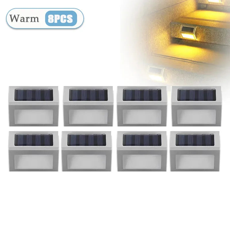 Solar Stainless Steel Step Lights – Waterproof LED Garden Wall