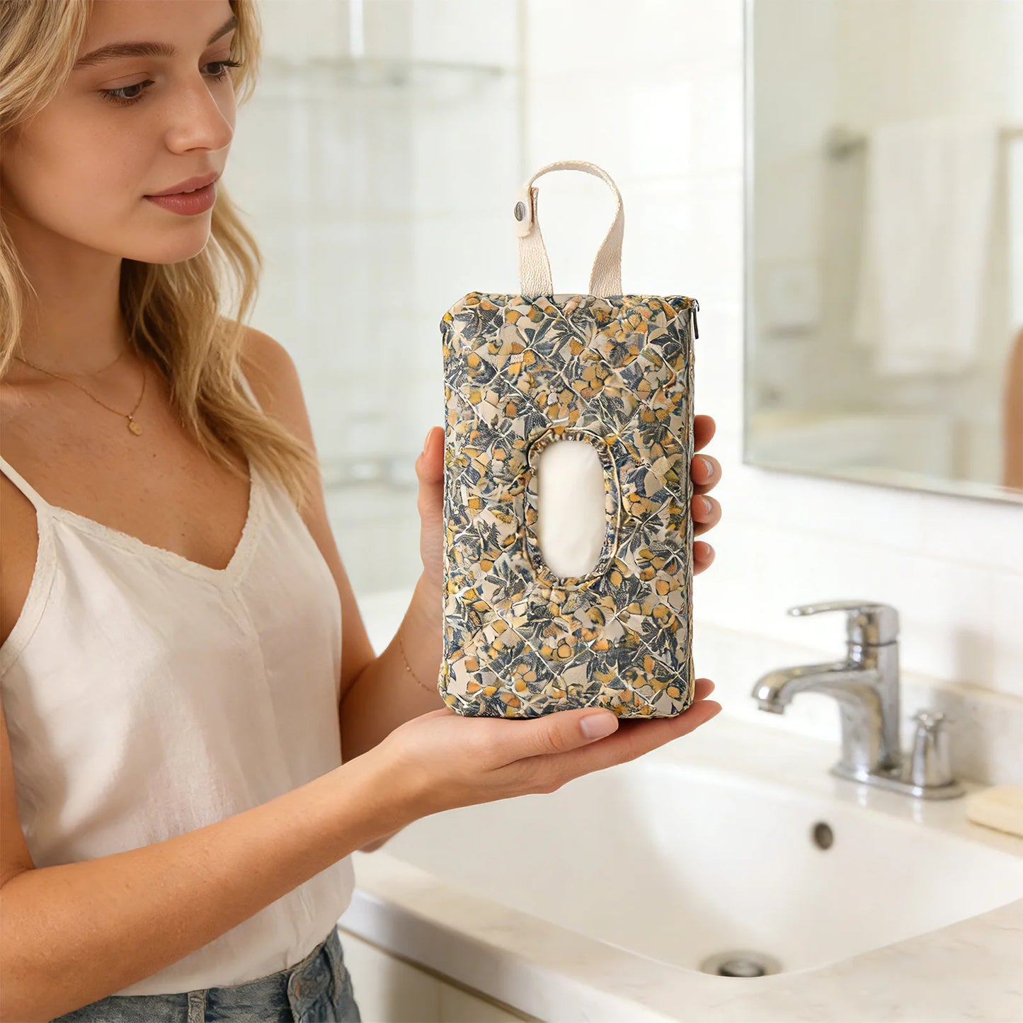 Floral Quilted Baby Wipes Case | Stroller Hanging Dispenser