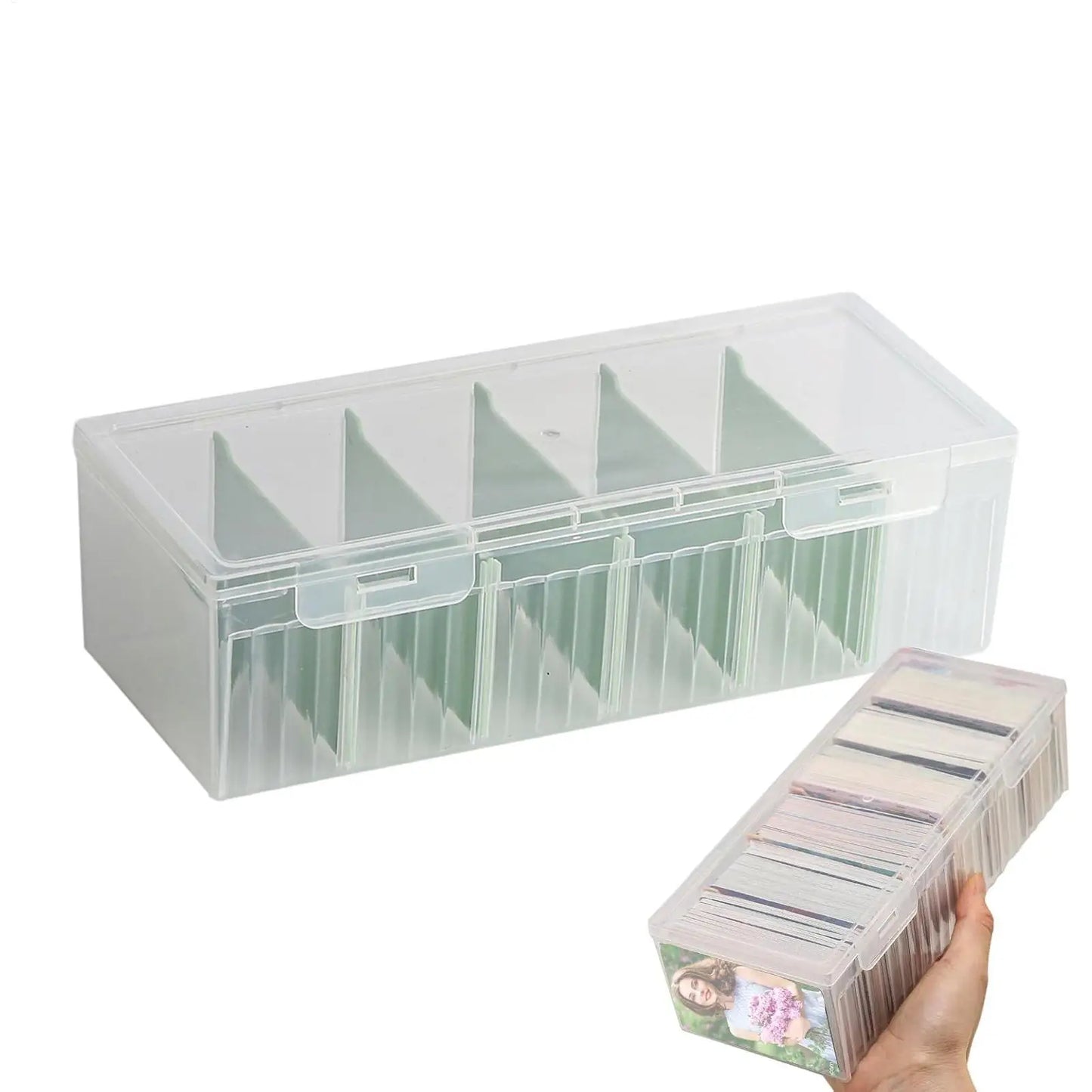 Clear Plastic Card Storage Box with Adjustable Dividers