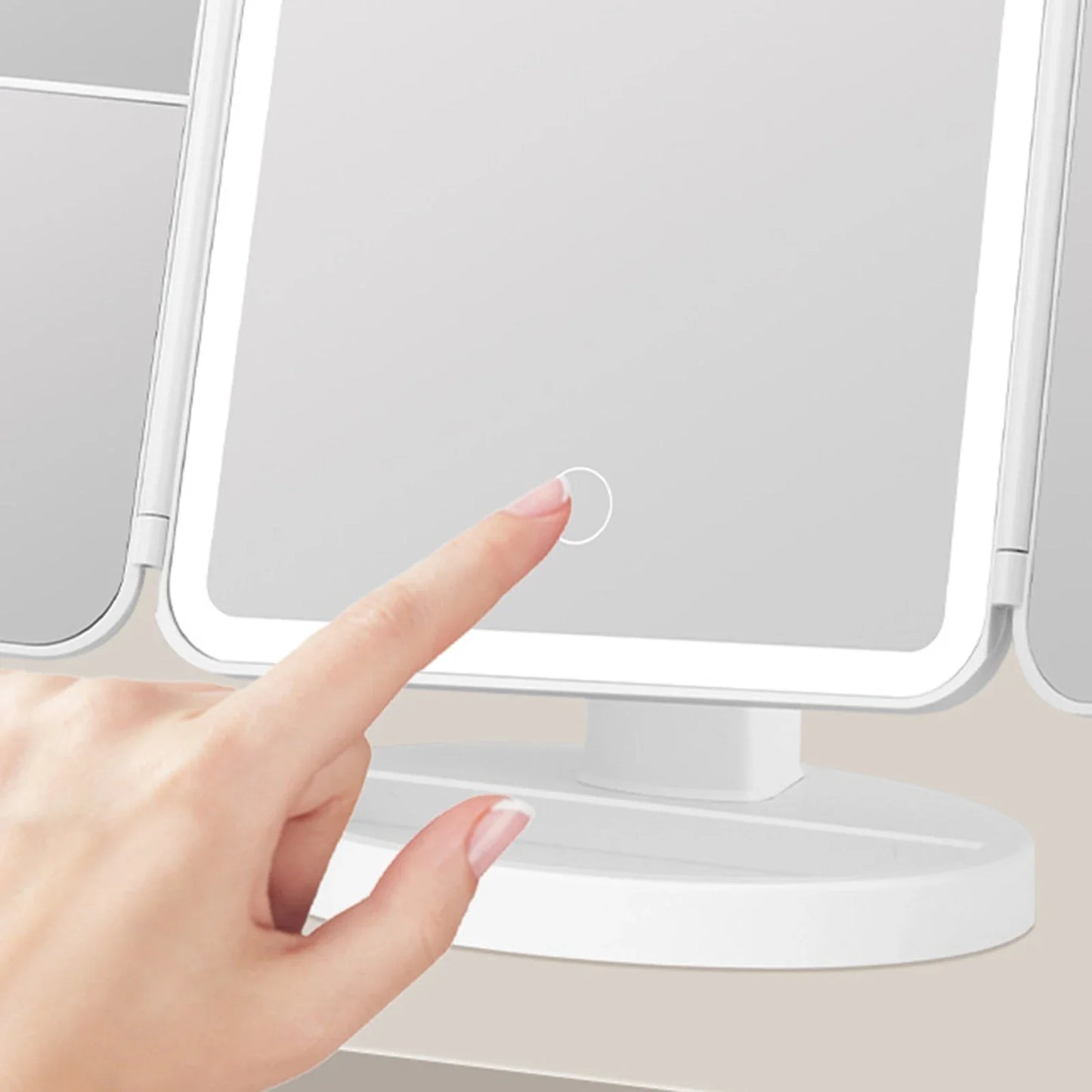 LED Tri-Fold Desktop Vanity Mirror | Touch Sensor Makeup Mirror