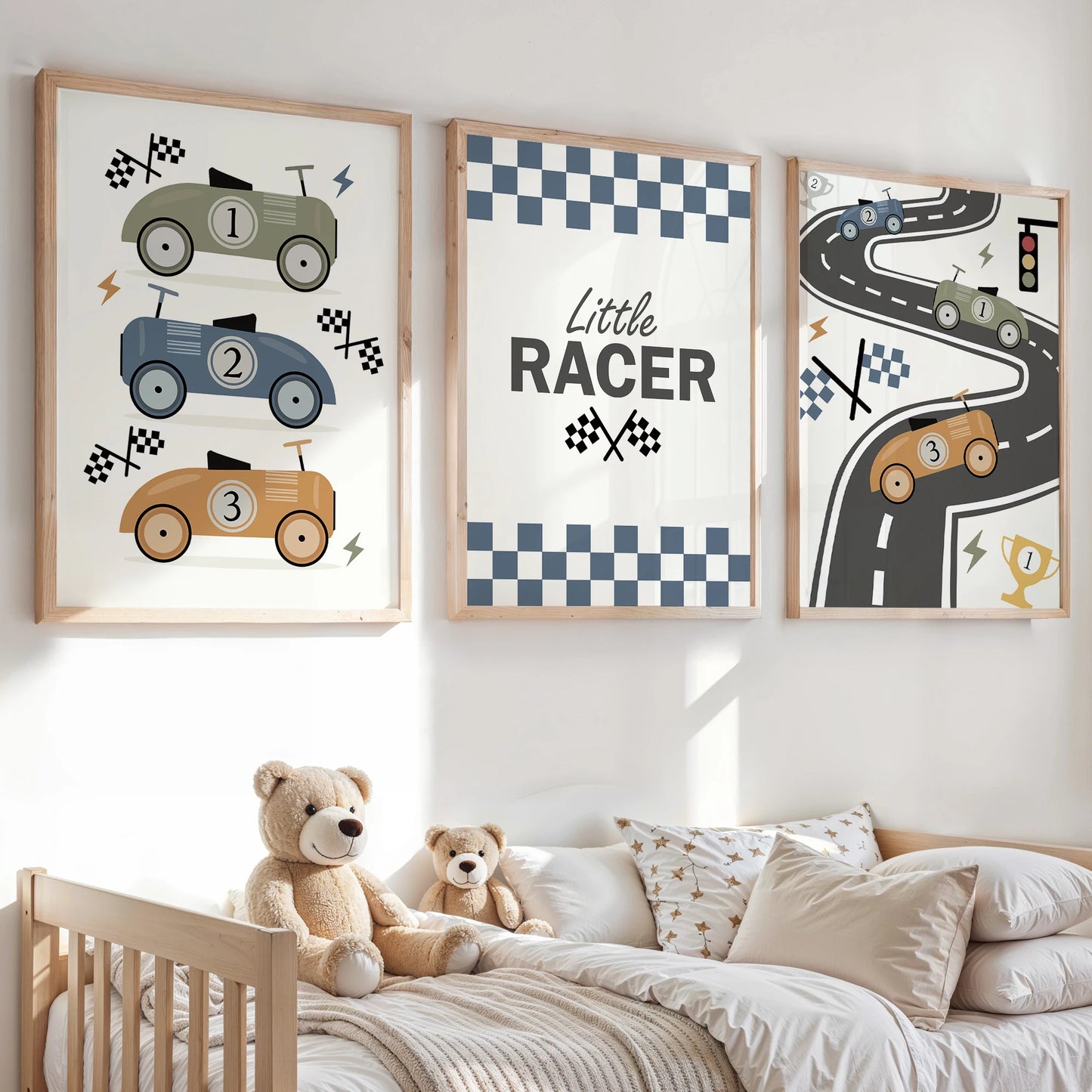 3pcs Minimalist,Cartoon Car Racing Track Theme Wall Art Print Canvas Painting Poster Picture For Bedroom,Kids Room Home Decor Peaceful Pleasures Health and Wellness