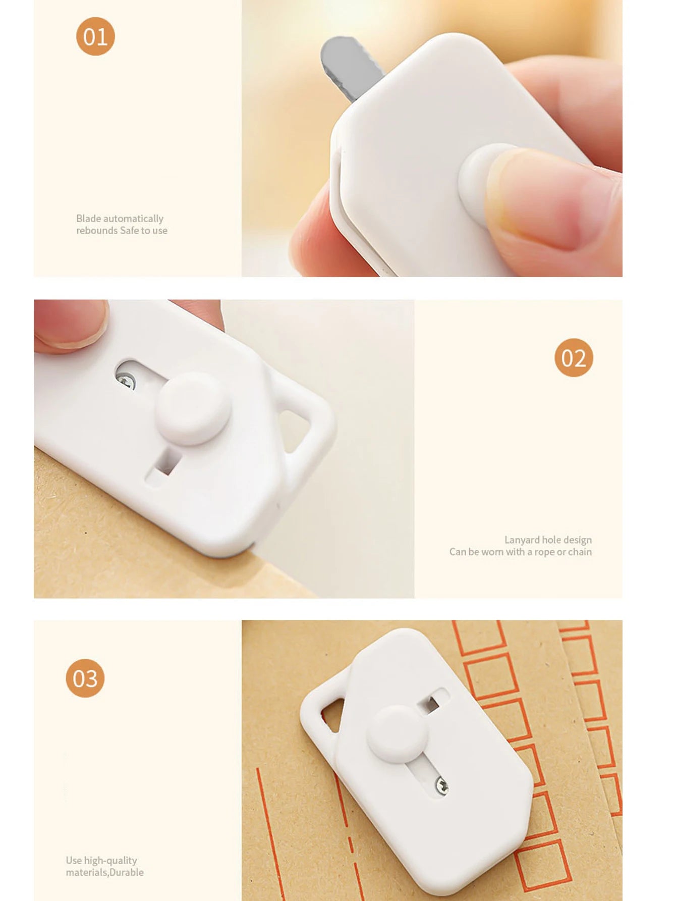 1Pc Mini Portable Automatic Rebound Unboxing Knife For Opening Letters and Boxes Peaceful Pleasures Health and Wellness