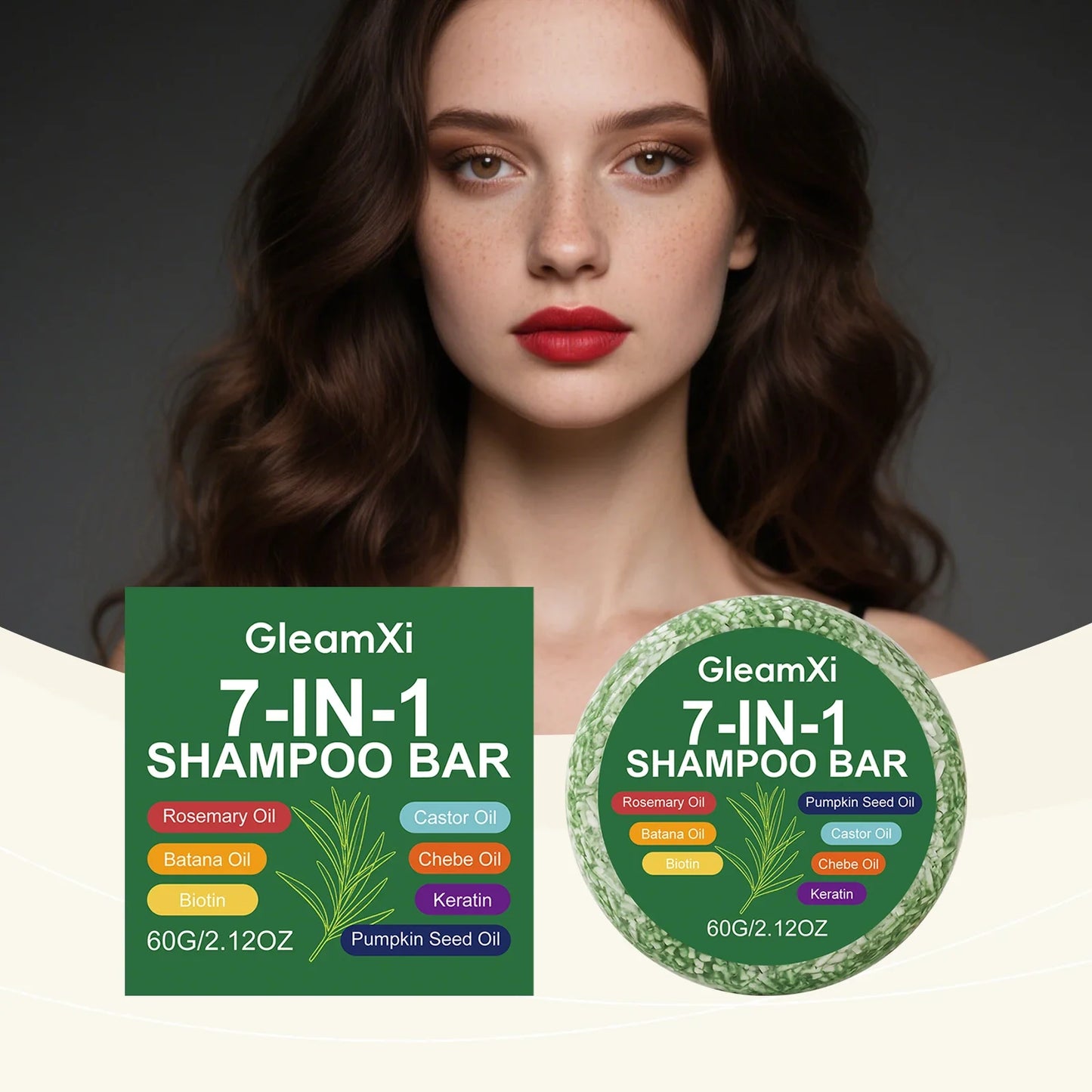 Gleamxi 7-in-1 Rosemary Biotin Shampoo Bar – Hair Growth