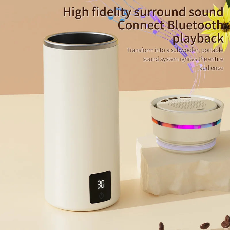Smart Self-Stirring Mug – Bluetooth Speaker & Temp Display