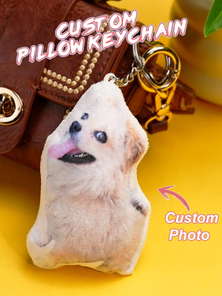 Custom Photo Pillow Keychain | Personalized Pet & Couple Gift