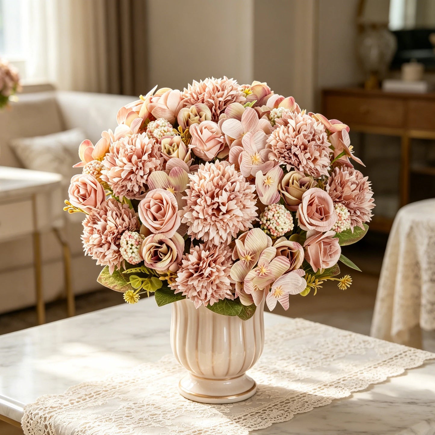 Artificial Silk Rose & Chrysanthemum Bouquet – Wedding Home Décor