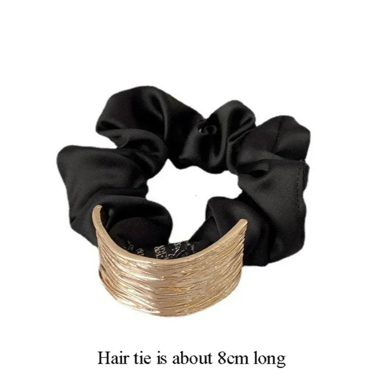 Korean Metal Satin Large Intestine Ring Women Rubber Bands Hair Ties