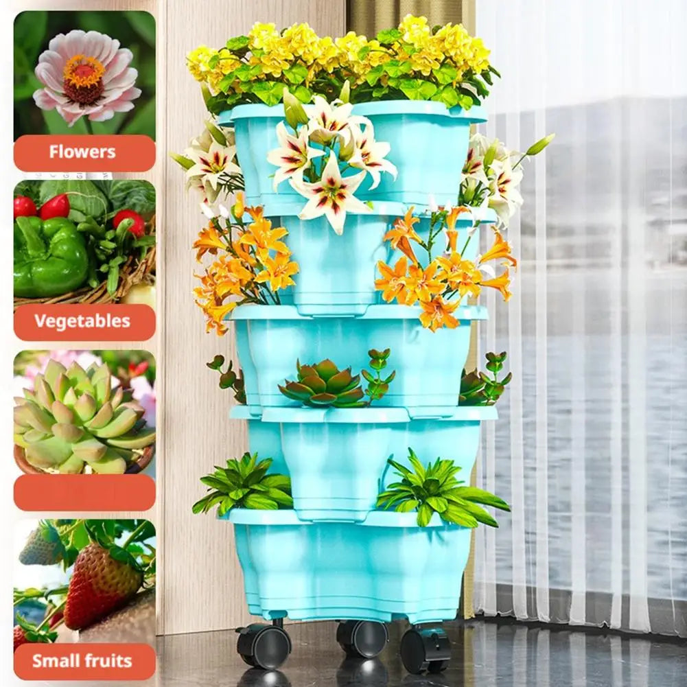 6-Tier Vertical Stackable Planter – Space-Saving Garden Tower