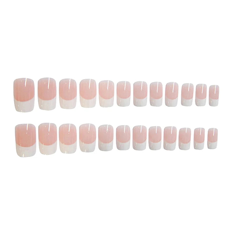 24Ps/Set Kids Fun Cute Wearing False Nails Fresh Bright Removable Press On Nail Tips Full Cover French Acrylic Fake Nails Peaceful Pleasures Health and Wellness