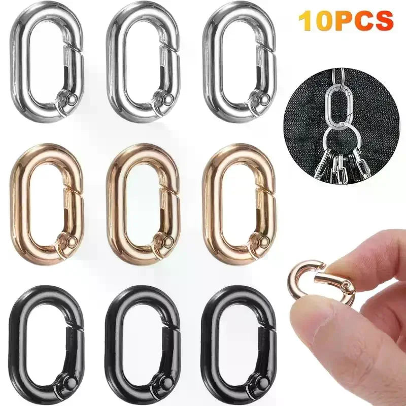 10Pcs Oval Spring Snap Hooks | Zinc Alloy Bag & Keychain Buckles