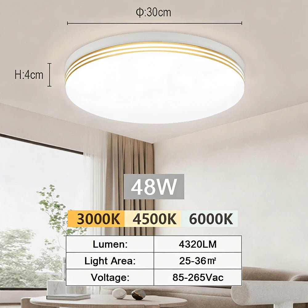 RUNTOIN Modern LED Ceiling Light 36W/48W 3000K–6000K