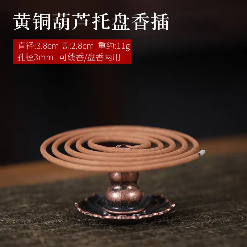 Brass Incense Burner Holder for Incense Stick Coil Bottle Gourd Shaped Copper Incense Holder Copper Censer 모기향 거치홀더 방향제 Peaceful Pleasures Health and Wellness type18