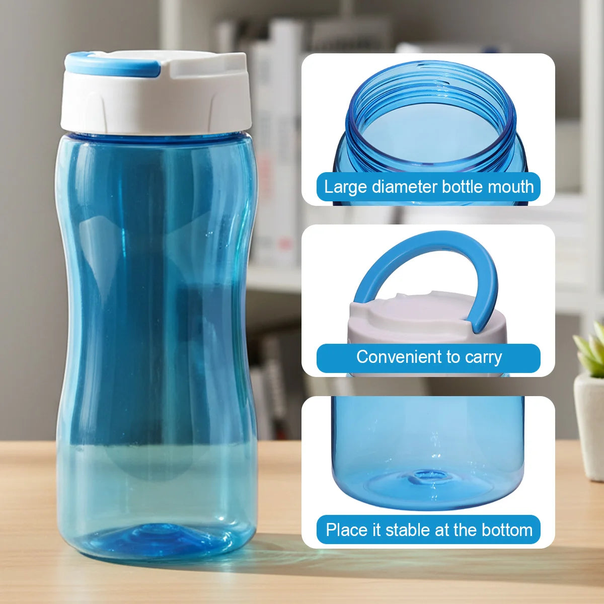 Plastic Reusable Sports Bottles with Handle, Leakproof Drink for Summer, School, Office, Gym, Fitness, Outdoor, Gifts Peaceful Pleasures Health and Wellness