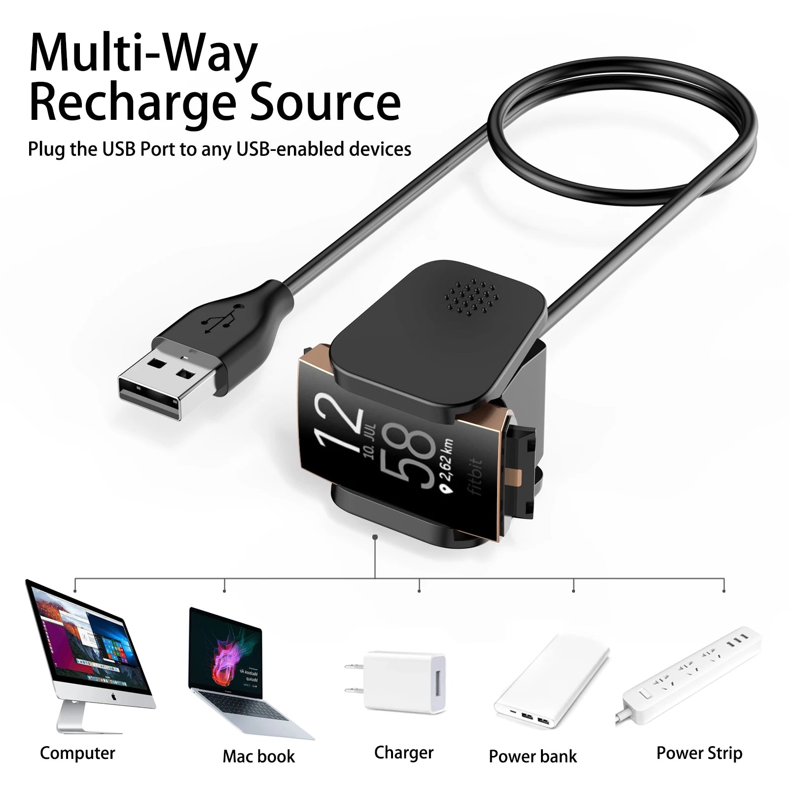 USB Charger Cable for Fitbit Charge 4 – Dock Adapter Replacement Peaceful Pleasures Health and Wellness