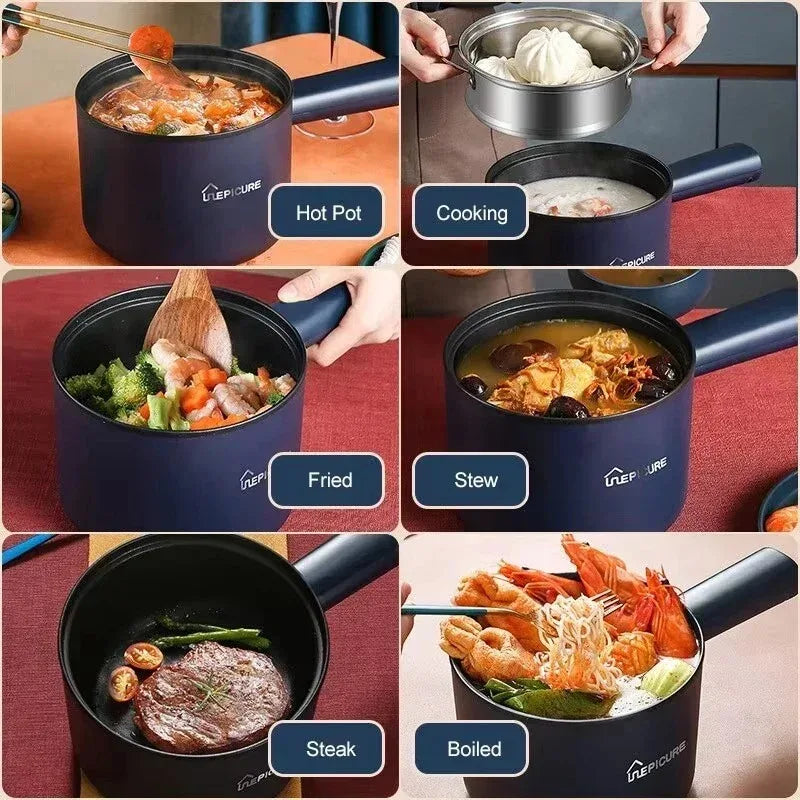 Portable Electric Hot Pot 1.8L with Non-Stick Detachable Base Multifunctional for Kitchen Dorm Home Cooking Peaceful Pleasures Health and Wellness