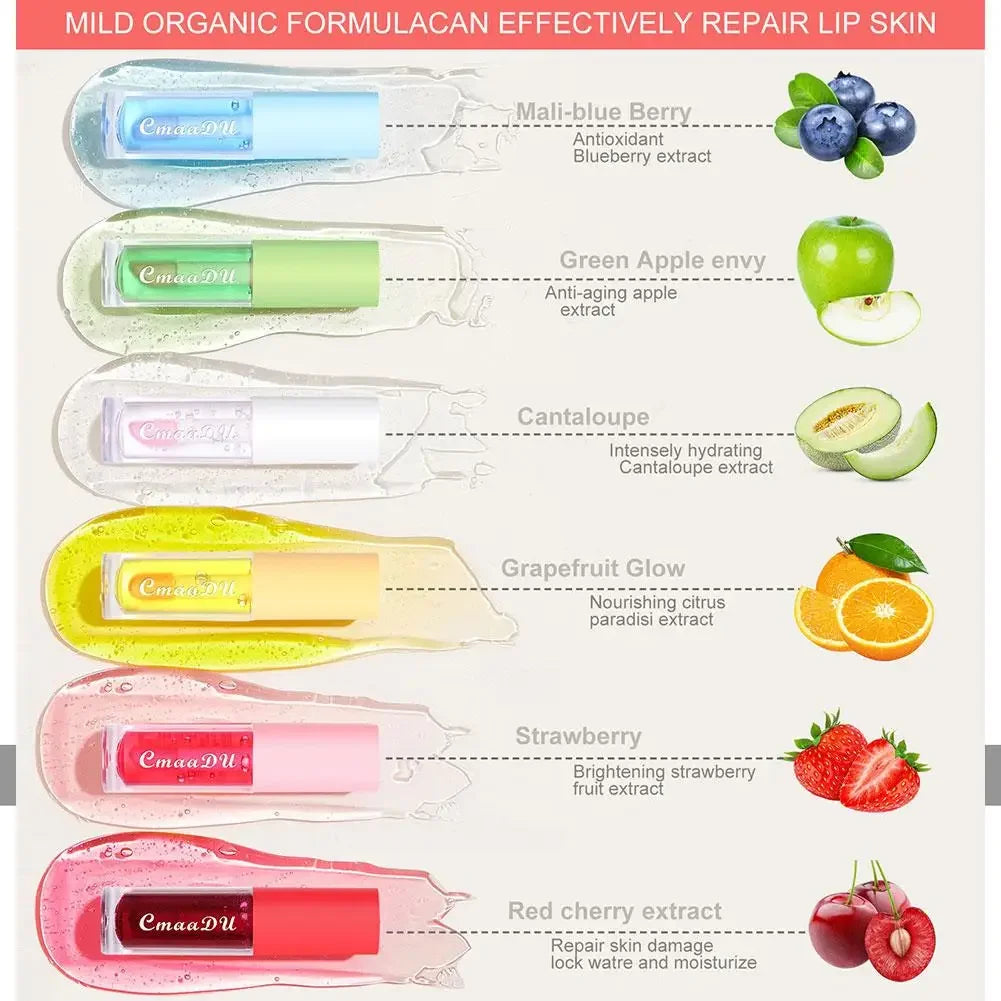 Fruit Lip Oil, Plumping Lip Tint Moisturizing Lip Gloss Fruit Flavoured Lip oil For Dry Lip's Moisturizing Hydrating Nourish Peaceful Pleasures Health and Wellness