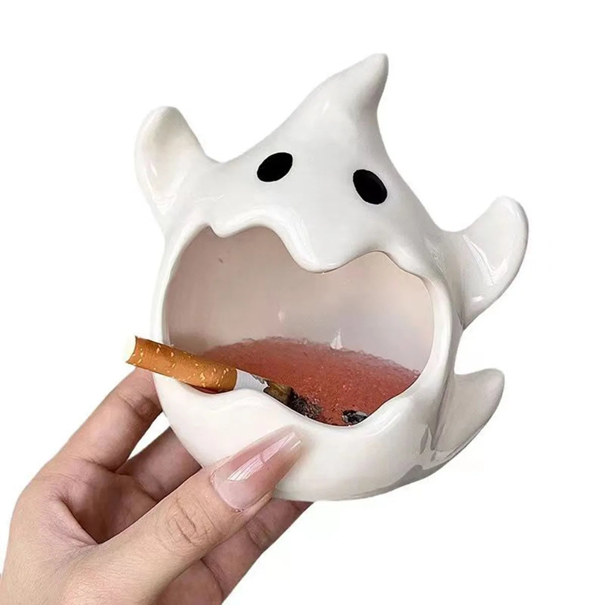 Ceramic Ghost Candle Holder Ashtray Desktop Aromatherapy Candle Container Halloween Christmas Gift Practical Home Decoration New Peaceful Pleasures Health and Wellness