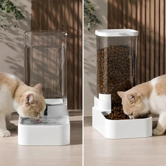High Quality Large-capacity Pet Feeder Transparent Automatic Feeder Water Dispenser Set New Automatic Feeder Set For Cats Dogs Peaceful Pleasures Health and Wellness