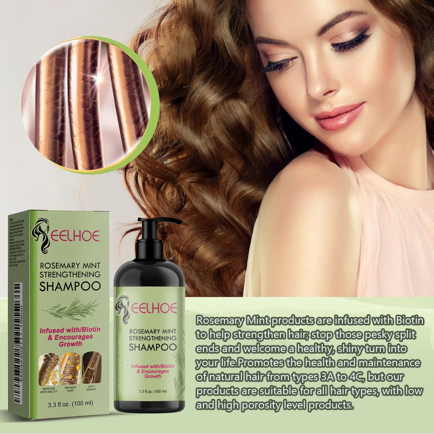 EELHOE Rosemary Shampoo – Repair Dry, Frizzy & Damaged Hair