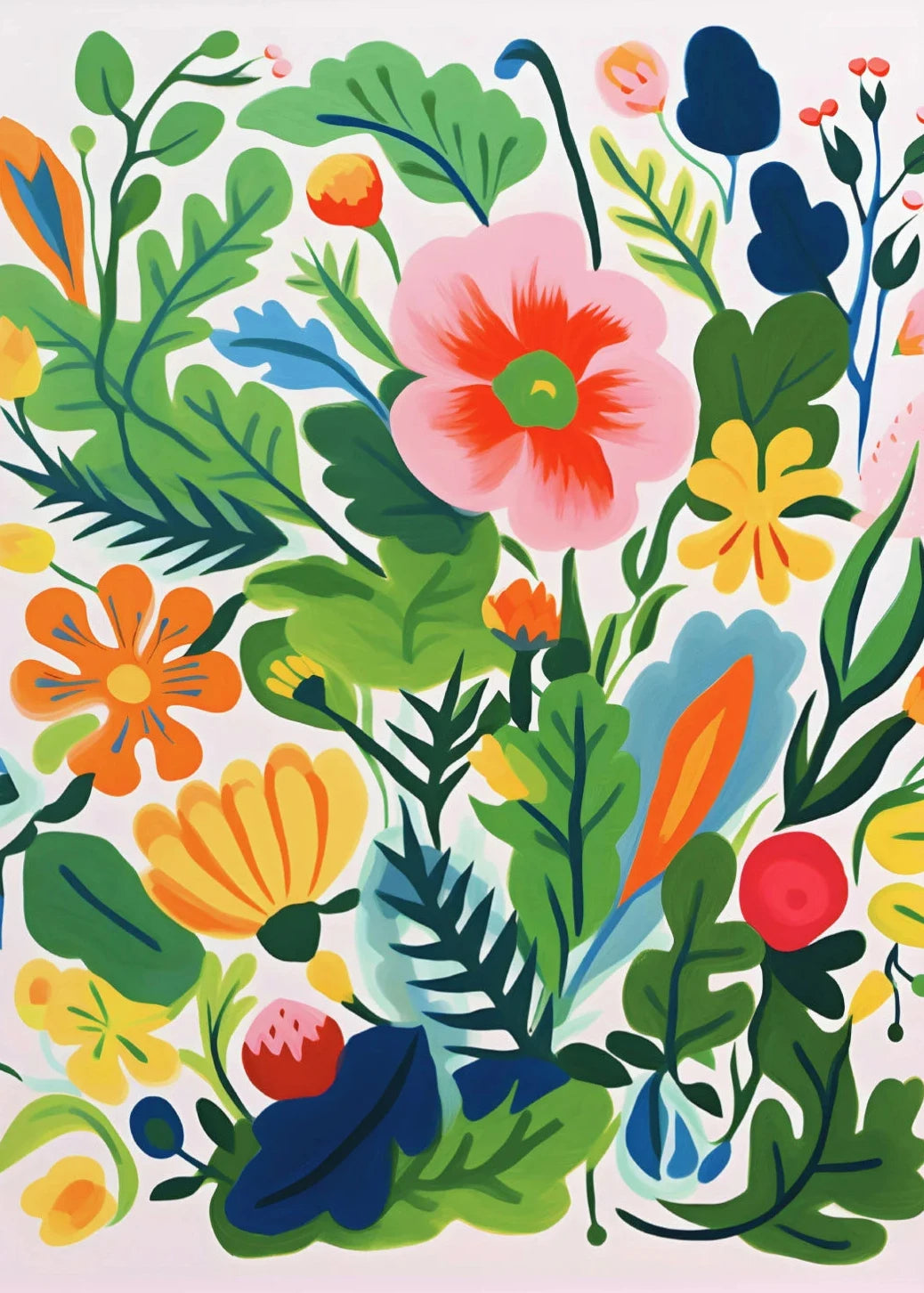 Gouache Wildflower Botanical Canvas Wall Art | Spring Floral Print