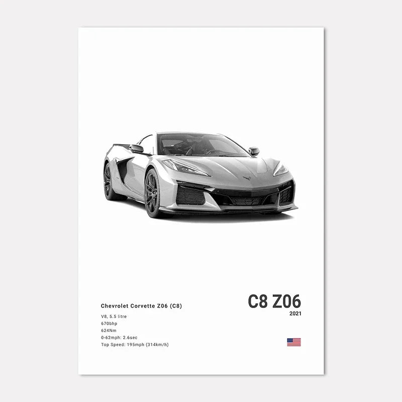 Famous Cars IE GT Canvas Wall Art Print Poster C C C Home Decor Modern Mural Unframed Birthday Gift Peaceful Pleasures Health and Wellness