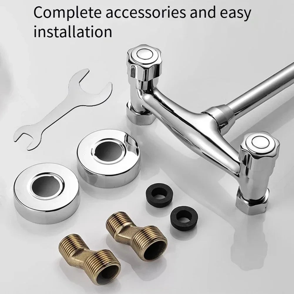 Wall Mount Kitchen Faucet | 360° Swivel Hot & Cold Brass