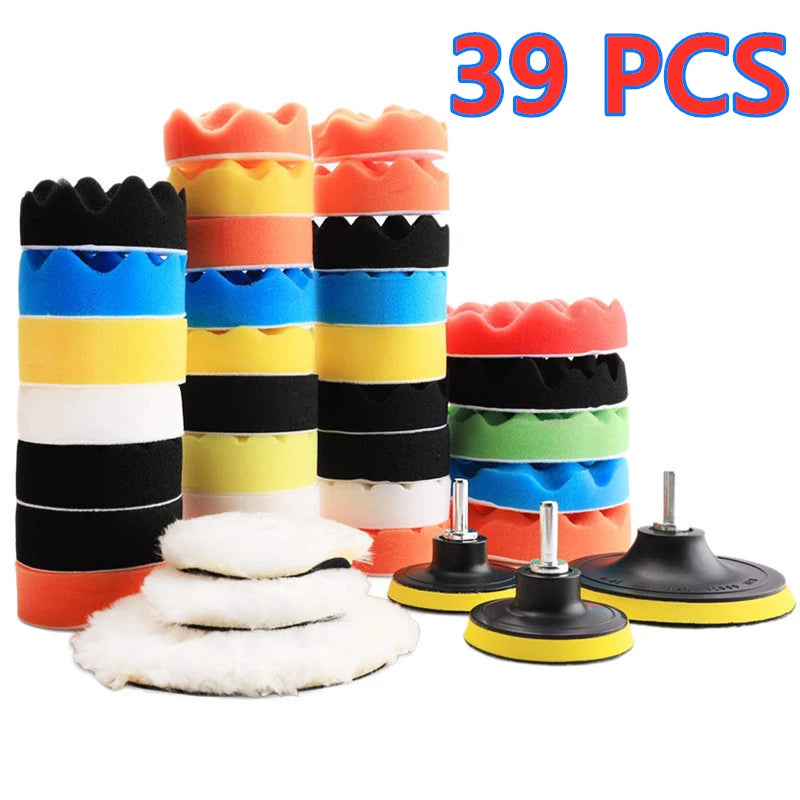 3" Car Polishing Pad Kit – Sponge & Wool Buffing Pads (5–39 Pack) Peaceful Pleasures Health and Wellness 39PCS