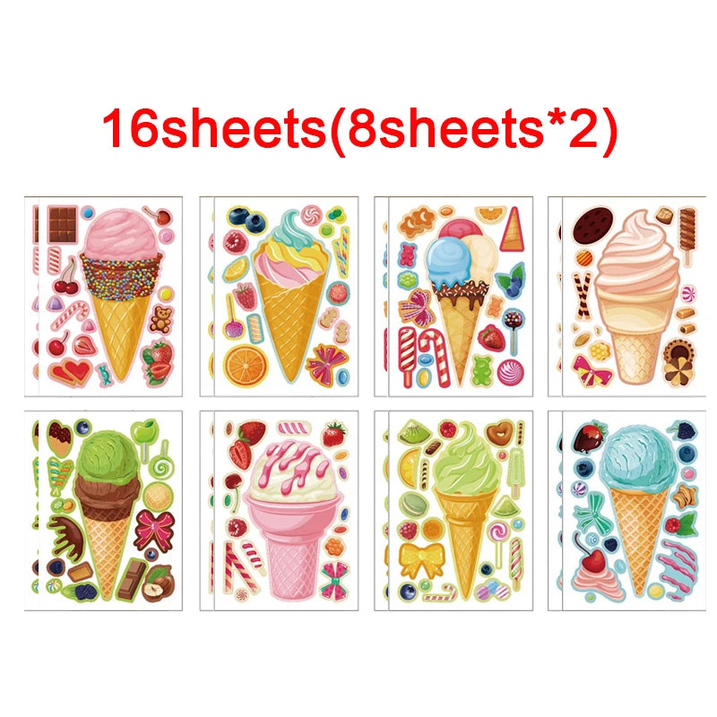 Cartoon Sweet Dessert Stickers Children DIY Toys Assembly Delicious