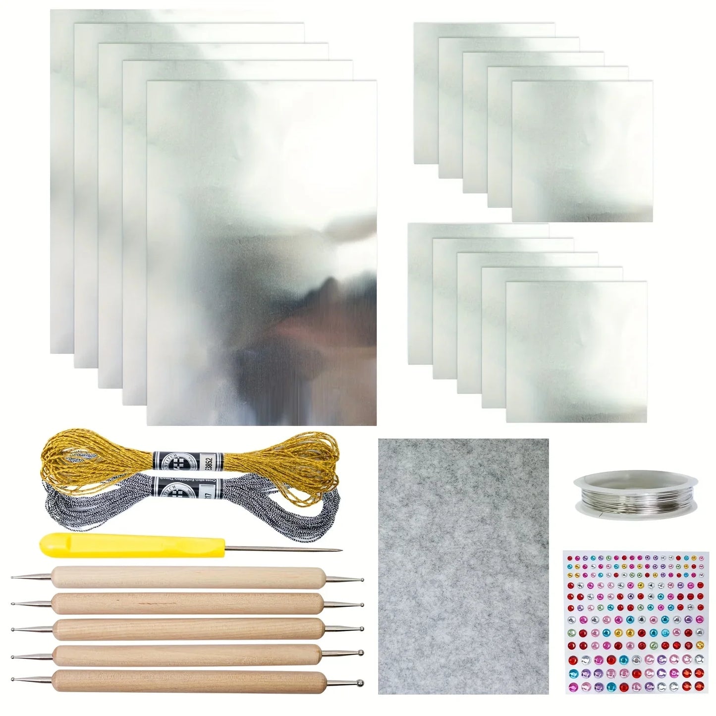 Gold Leaf Gilding Kit – Foil Sheets, Diamonds & Craft Tools Gilding Craft Kit Peaceful Pleasures Health and Wellness antique silver