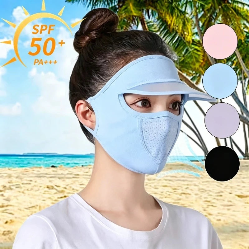 Ice Silk UPF 50+ Sun Face Mask | Breathable UV Shield Women